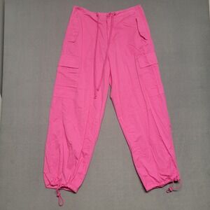 Good American Malibu Pink Cotton Cargo Pants‎ Drawstring Size 2